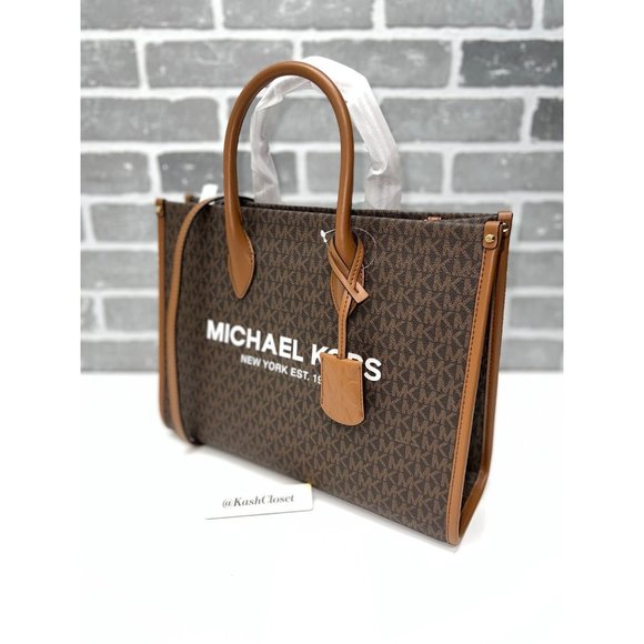 Michael Kors MK Mirella Medium EW Tote - Brown Multi - Picture 3 of 9